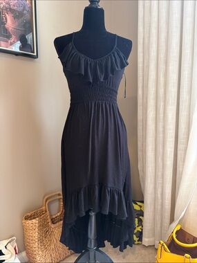 Express Black Ruffle High-Low Dress